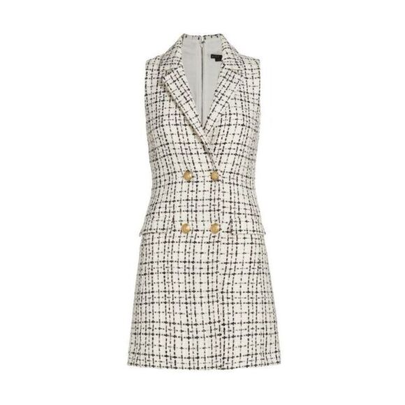Alice + Olivia Women's Jordy Double Breasted Tweed Tuxedo Dress Size 2 NWOT